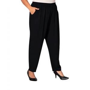 NEW ON THE PLUS SIDE tailored leg rayon pants - plus in black